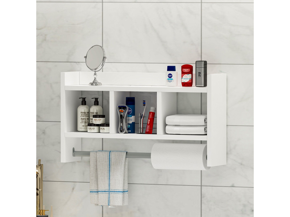 Prateleira de parede em madeira "Asya" - 63 x 14 x 35 cm - Branco
