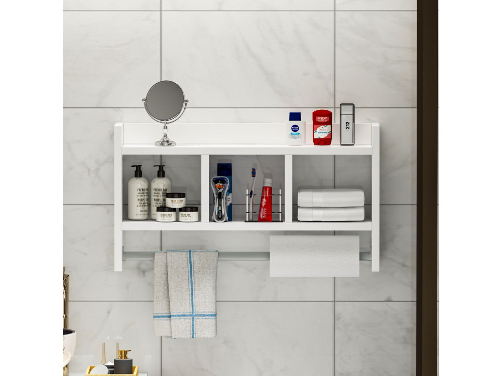 Prateleira de parede em madeira "Asya" - 63 x 14 x 35 cm - Branco