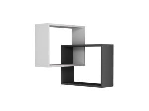 Conjunto de 2 prateleiras de canto de madeira "Ring" - 68 x 60 x 68 cm - Cinzento antracite