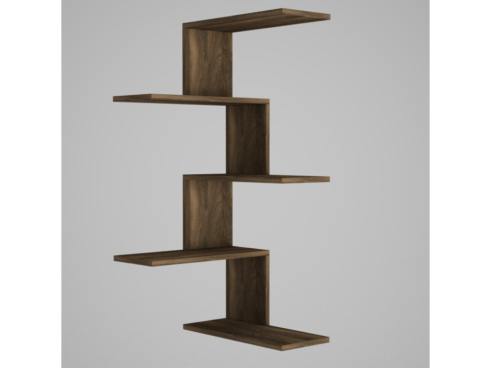 Estante de canto de parede em madeira "Caniko" - 51 x 29 x 109 cm - Castanho