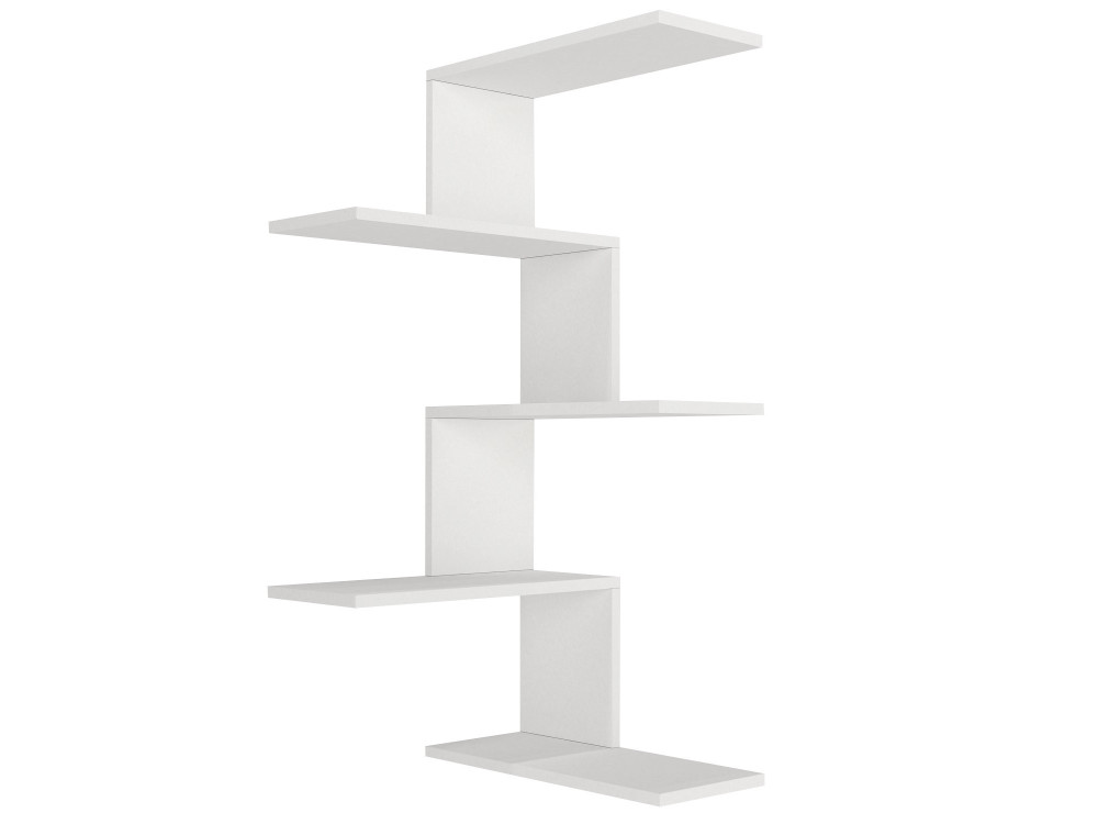 Estante de canto de parede em madeira "Caniko" - 51 x 29 x 109 cm - Branco