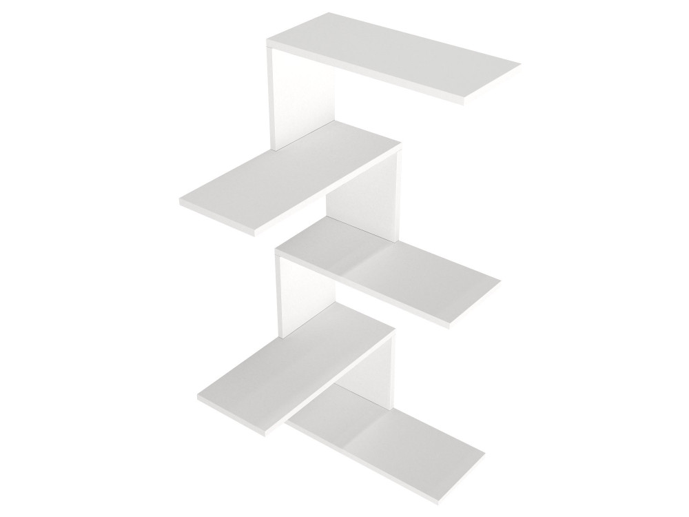 Estante de canto de parede em madeira "Caniko" - 51 x 29 x 109 cm - Branco