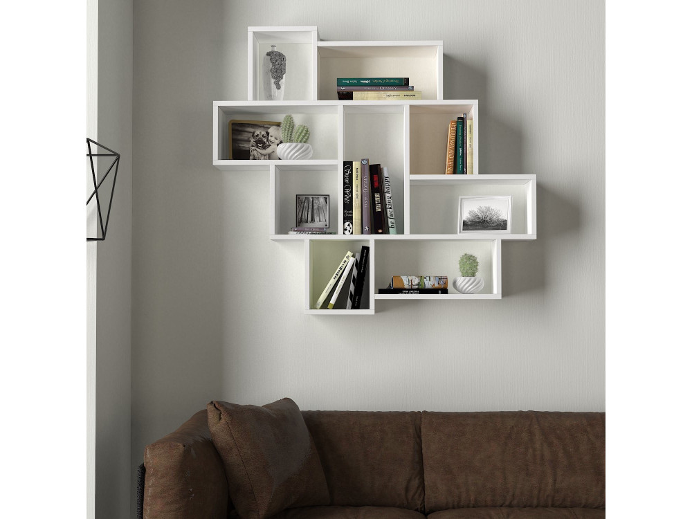 Prateleira de parede em madeira "Parola" - 115 x 15 x 103 cm - Branco