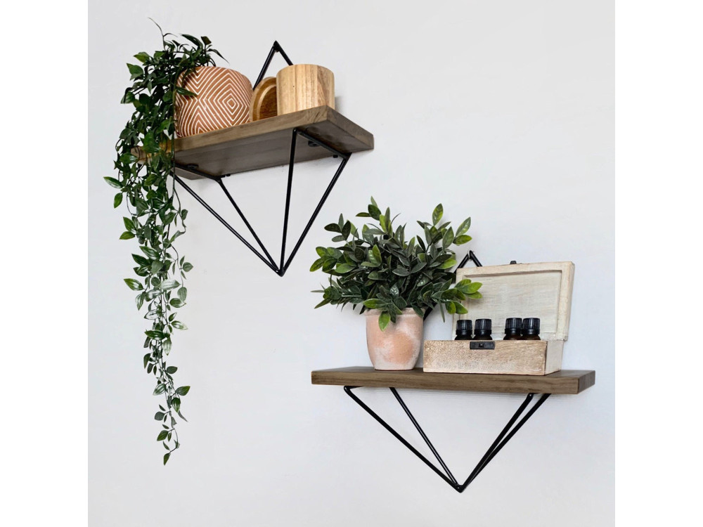 Prateleiras de parede em madeira "WR046" - 30 x 14 x 30 cm - Castanho