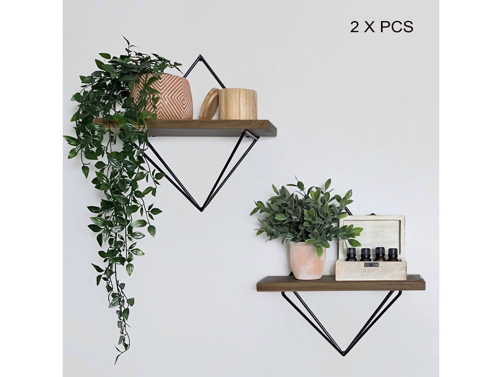 Prateleiras de parede em madeira "WR046" - 30 x 14 x 30 cm - Castanho