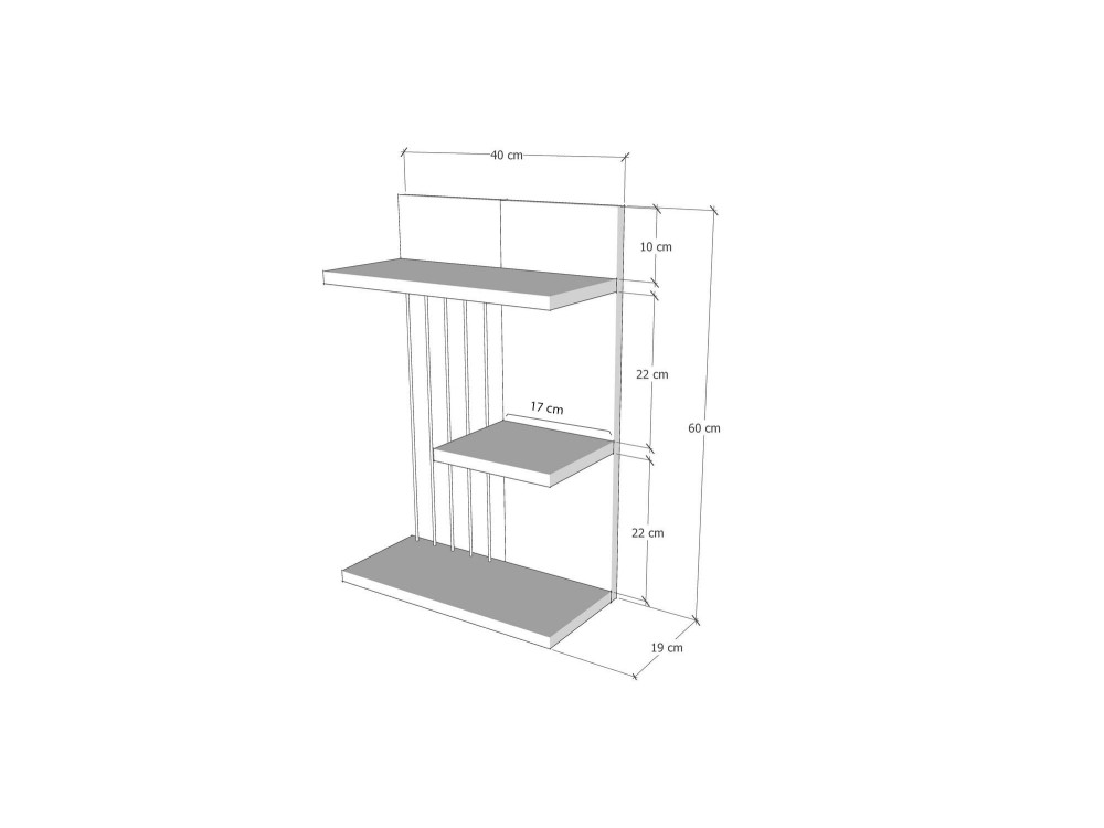 Prateleira de parede em madeira "Kinik" - 40 x 19 x 60 cm - Branco