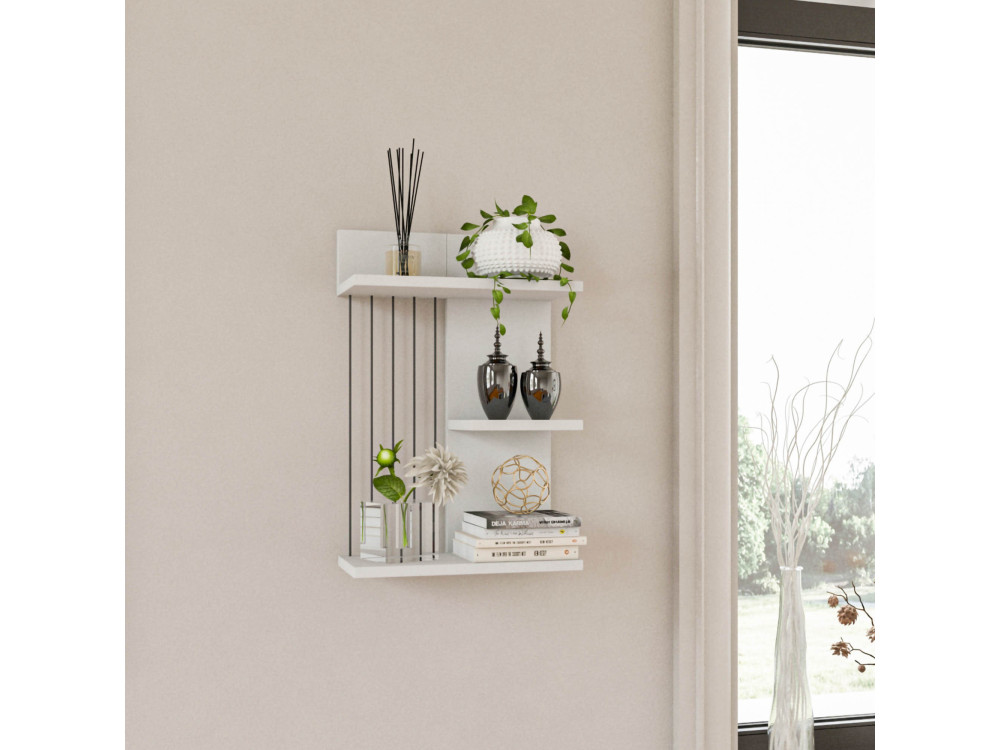 Prateleira de parede em madeira "Kinik" - 40 x 19 x 60 cm - Branco