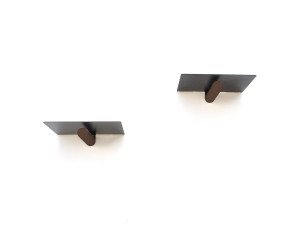 Conjunto "WR042" de 2 prateleiras metálicas de parede - 21 x 6 x 15 cm - Preto