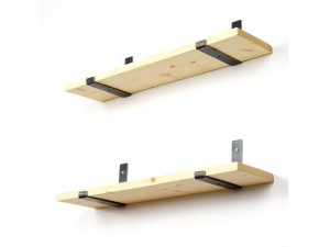Conjunto de 2 prateleiras de parede em madeira "LAM008" - 60 x 14 x 16 cm - Bege