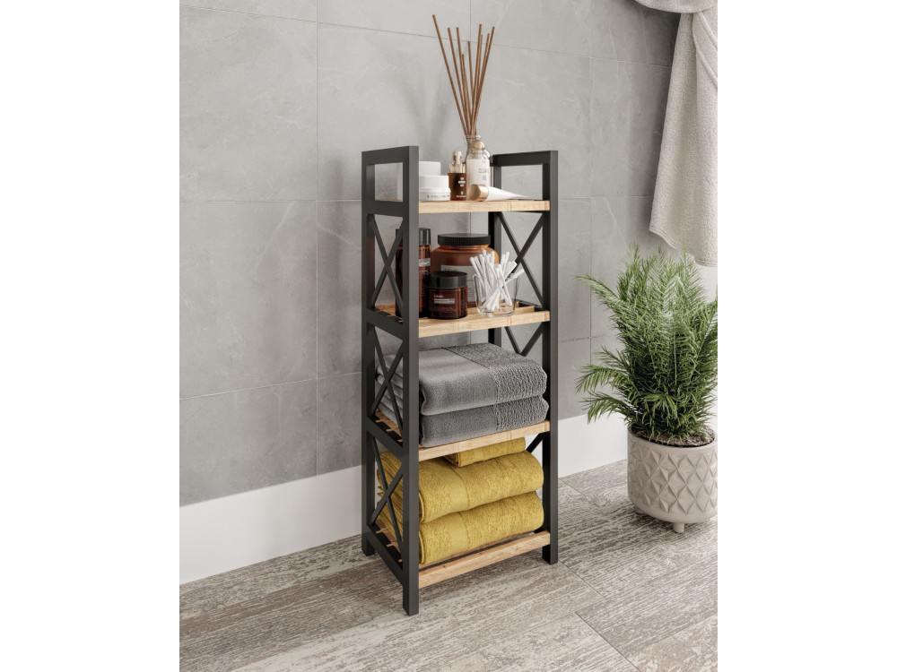 Prateleira de madeira multifunções "Mini" - 23 x 18 x 64 cm - Preto