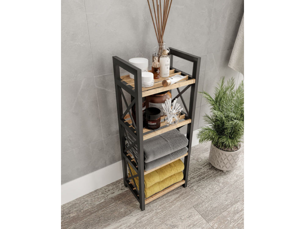 Prateleira de madeira multifunções "Mini" - 23 x 18 x 64 cm - Preto