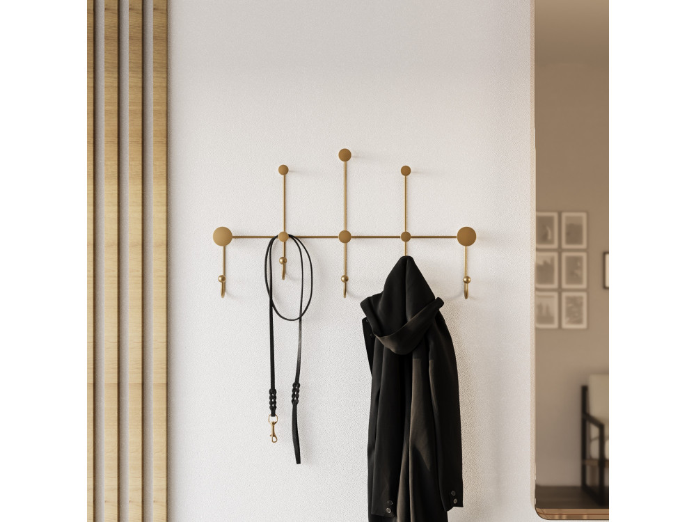 Gancho de parede metálico "iyon-A" - 80 x 10 x 45 cm - Dourado