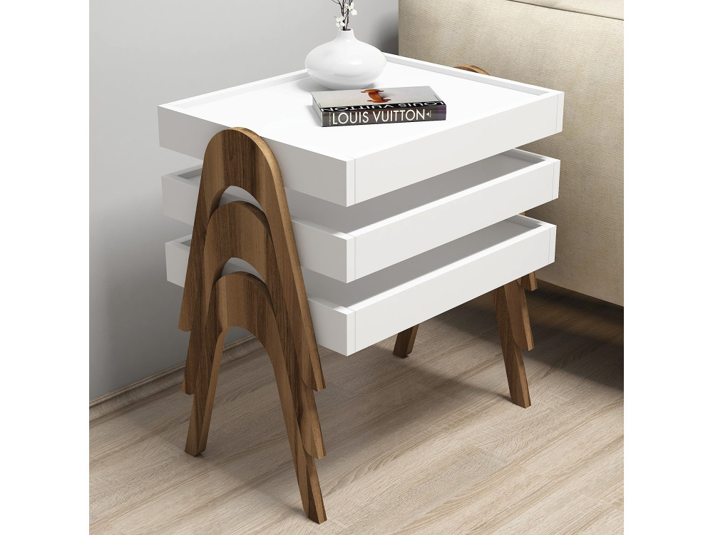 Conjunto de 3 mesas de centro "Roma" em madeira - 53 x 40 x 64 cm - Branco