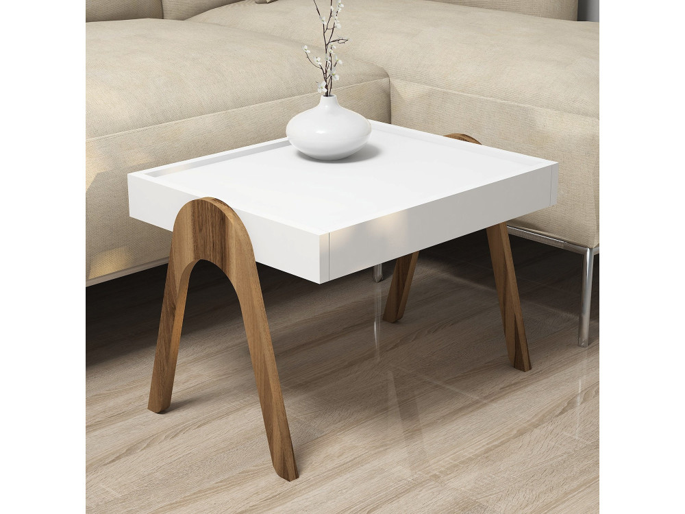 Conjunto de 3 mesas de centro "Roma" em madeira - 53 x 40 x 64 cm - Branco