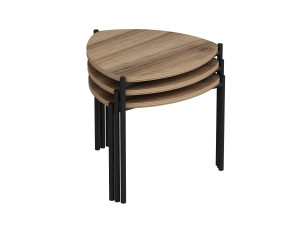 Conjunto de 3 mesas de centro "Lenny" em madeira - 45 x 45 x 45 cm - Castanho