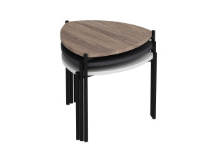 Conjunto de 3 mesas de centro "Lenny" em madeira - 45 x 45 x 45 cm - Multicolorido
