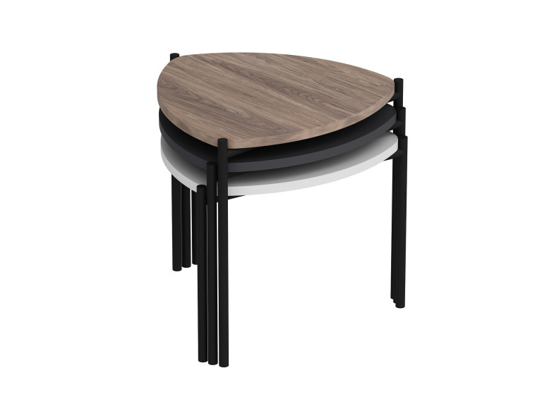 Conjunto de 3 mesas de centro "Lenny" em madeira - 45 x 45 x 45 cm - Multicolorido