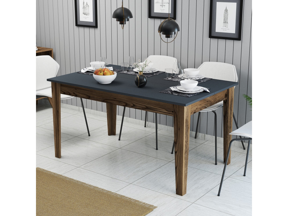 Mesa de jantar em madeira "Milan500" - 145 x 88 x 75 cm - Cinzento antracite