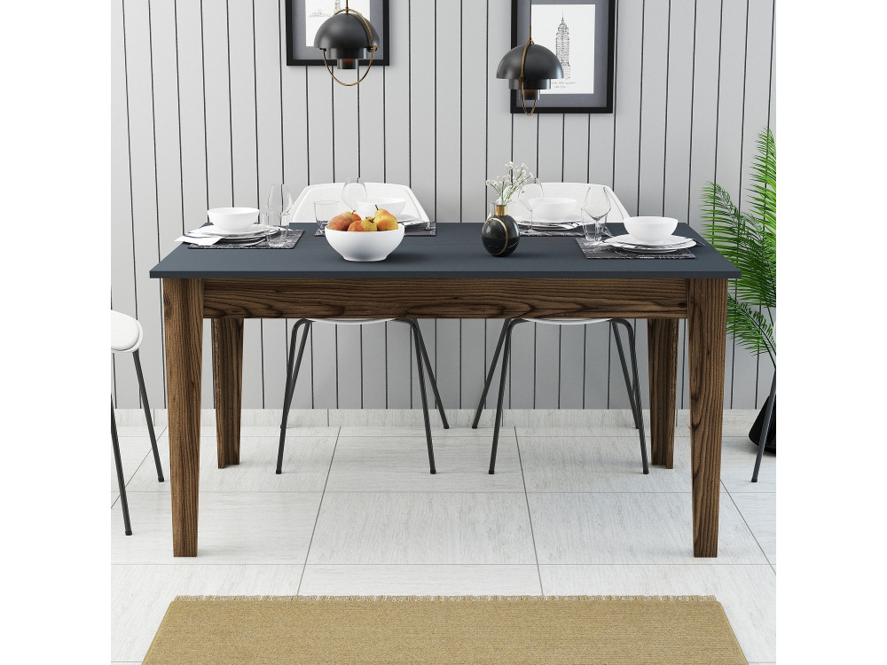 Mesa de jantar em madeira "Milan500" - 145 x 88 x 75 cm - Cinzento antracite