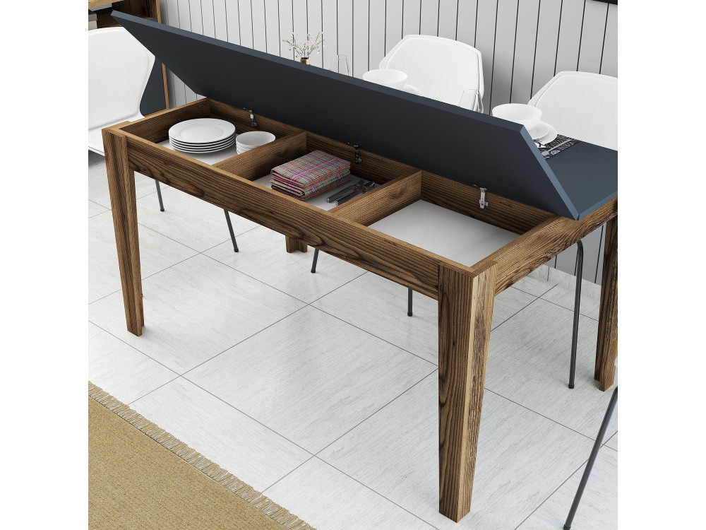 Mesa de jantar em madeira "Milan500" - 145 x 88 x 75 cm - Cinzento antracite