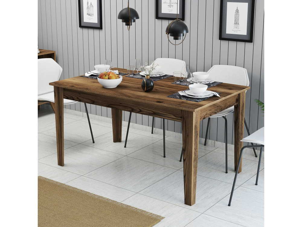 Mesa de jantar em madeira "Milan500" - 145 x 88 x 75 cm - Castanho