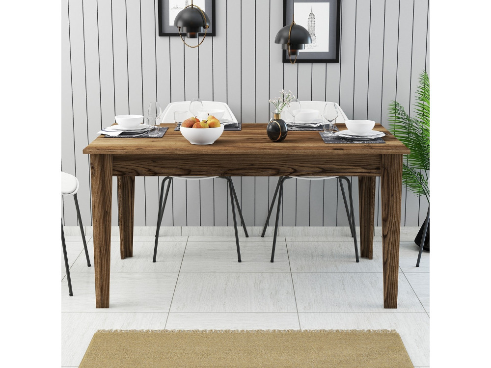 Mesa de jantar em madeira "Milan500" - 145 x 88 x 75 cm - Castanho