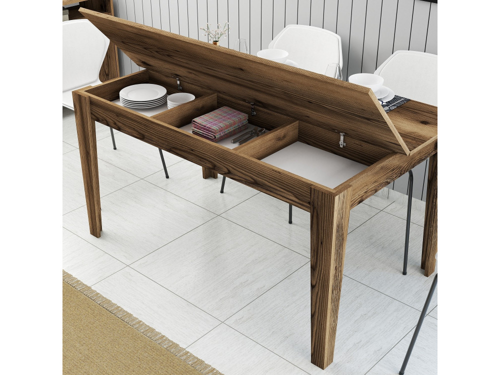Mesa de jantar em madeira "Milan500" - 145 x 88 x 75 cm - Castanho