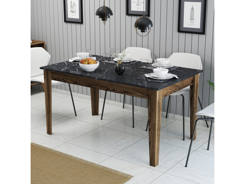 Mesa de jantar em madeira "Milan500" - 145 x 88 x 75 cm - Preto