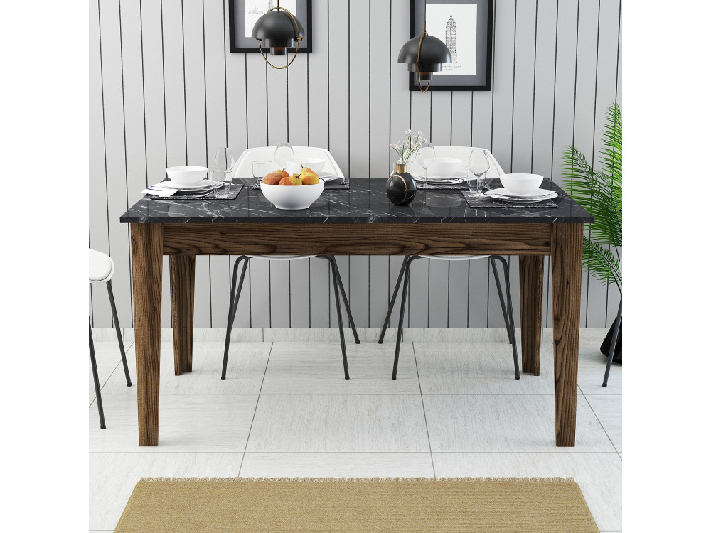 Mesa de jantar em madeira "Milan500" - 145 x 88 x 75 cm - Preto