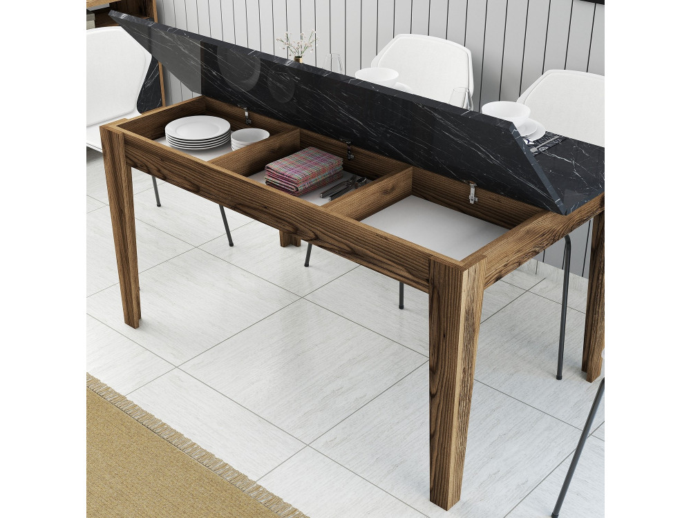 Mesa de jantar em madeira "Milan500" - 145 x 88 x 75 cm - Preto