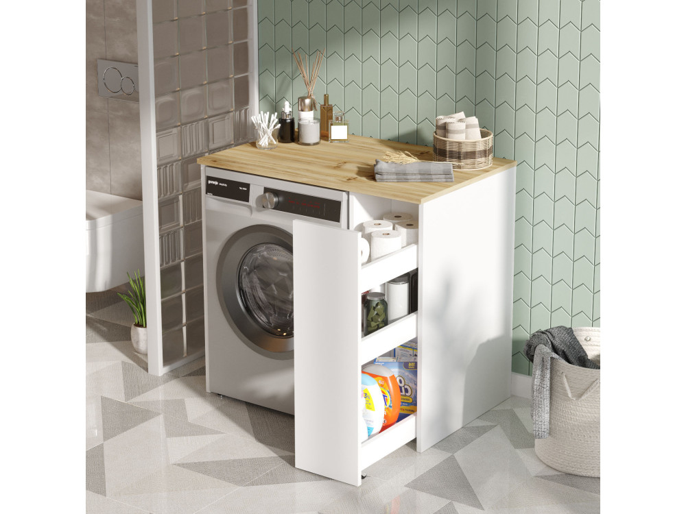 SA1" armário de madeira para máquina de lavar roupa - 93 x 60 x 88 cm - Branco
