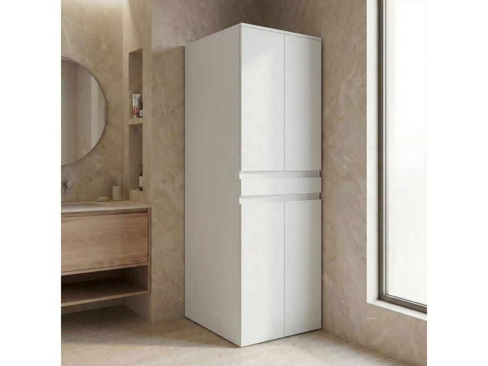 Móvel para máquina de lavar roupa «Neve 70» - 70 x 73 x 193 cm - Branco mate