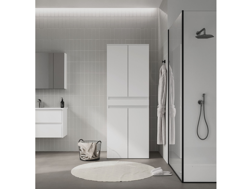 Móvel para máquina de lavar roupa «Neve 70» - 70 x 73 x 193 cm - Branco mate