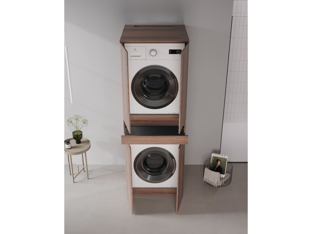 Móvel para máquina de lavar roupa «Neve 70» - 70 x 73 x 193 cm - Nogueira Escura