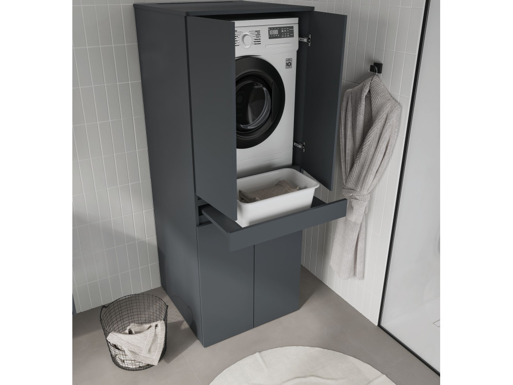 Móvel para máquina de lavar roupa «Neve 70» - 70 x 73 x 193 cm - Antracite mate
