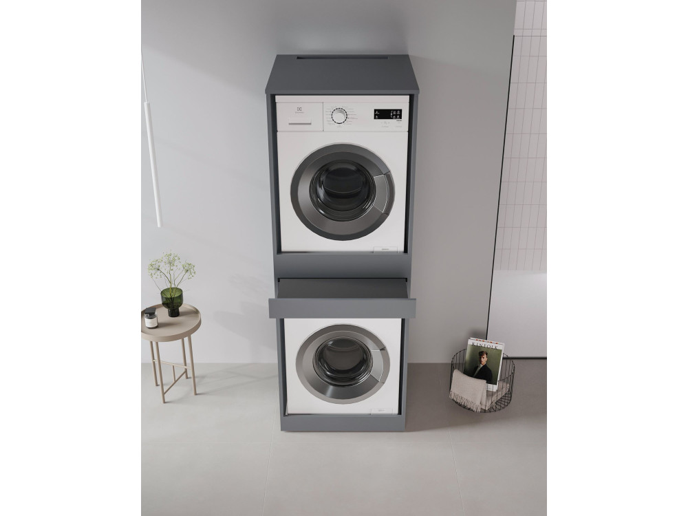 Móvel para máquina de lavar roupa «Linfa 70» - 70 x 73 x 193 cm - Antracite mate