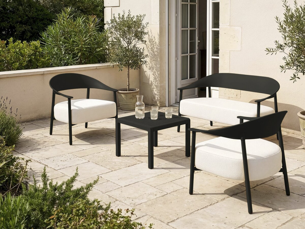 Sofá de jardim "Céora" em plástico e metal - 2 lugares - Preto
