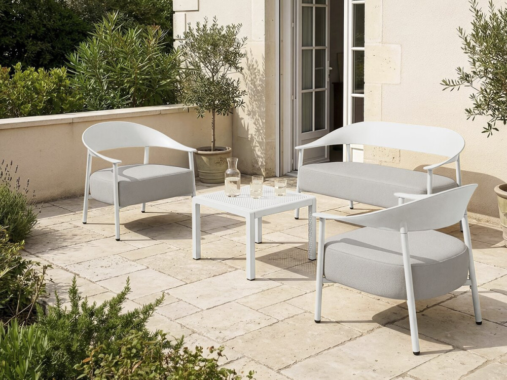 Sofá de jardim "Céora" em plástico e metal - 2 lugares - Branco