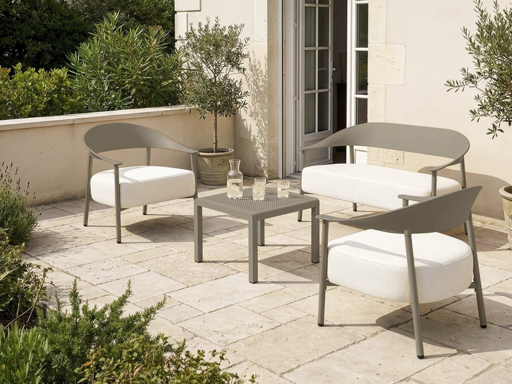 Sofá de jardim "Céora" em plástico e metal - 2 lugares - Taupe