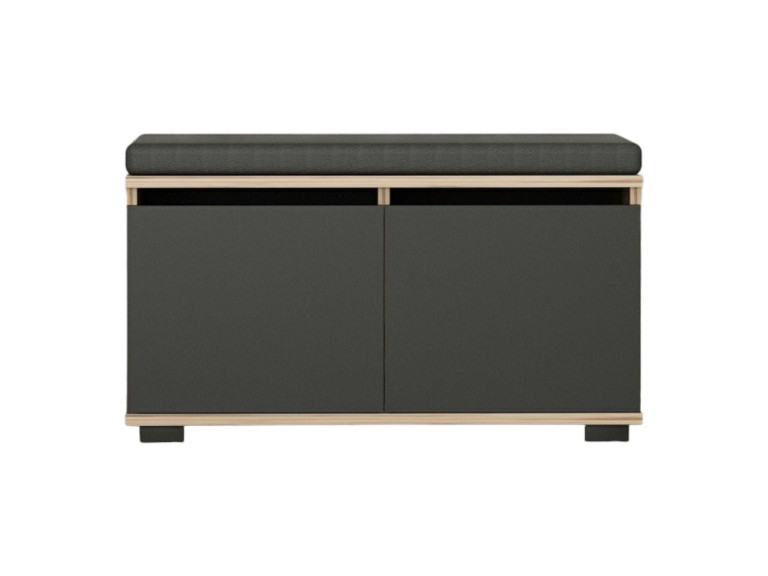 Sapateira de madeira "Drago" - 80 x 35 x 42 cm - Cinzento antracite
