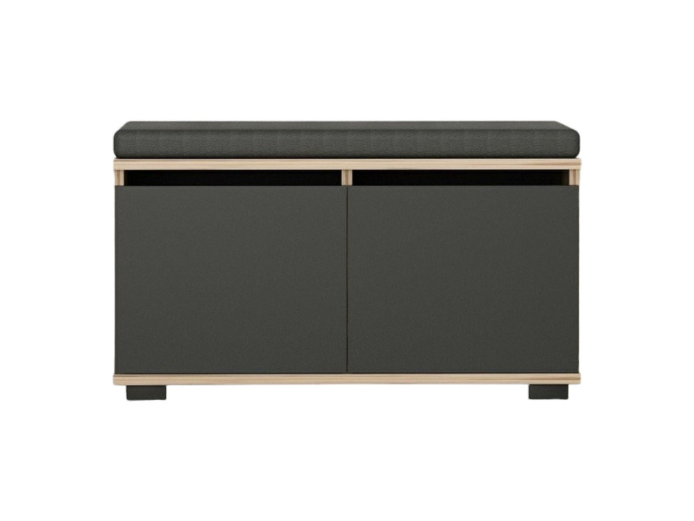 Sapateira de madeira "Drago" - 80 x 35 x 42 cm - Cinzento antracite
