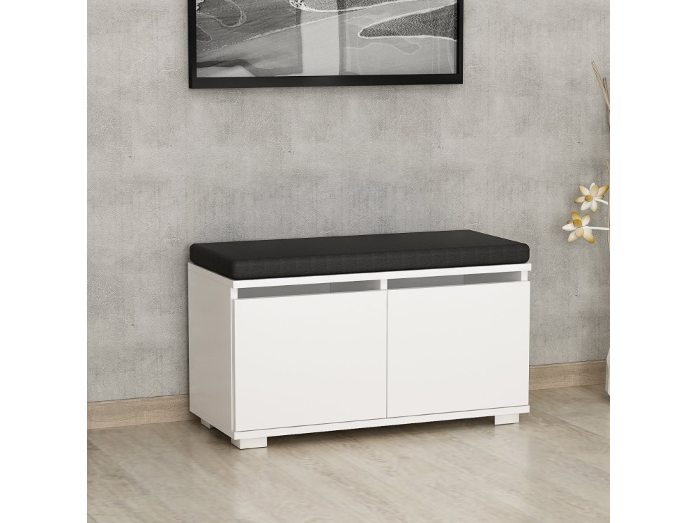 Sapateira de madeira "Drago" - 80 x 35 x 42 cm - Branco