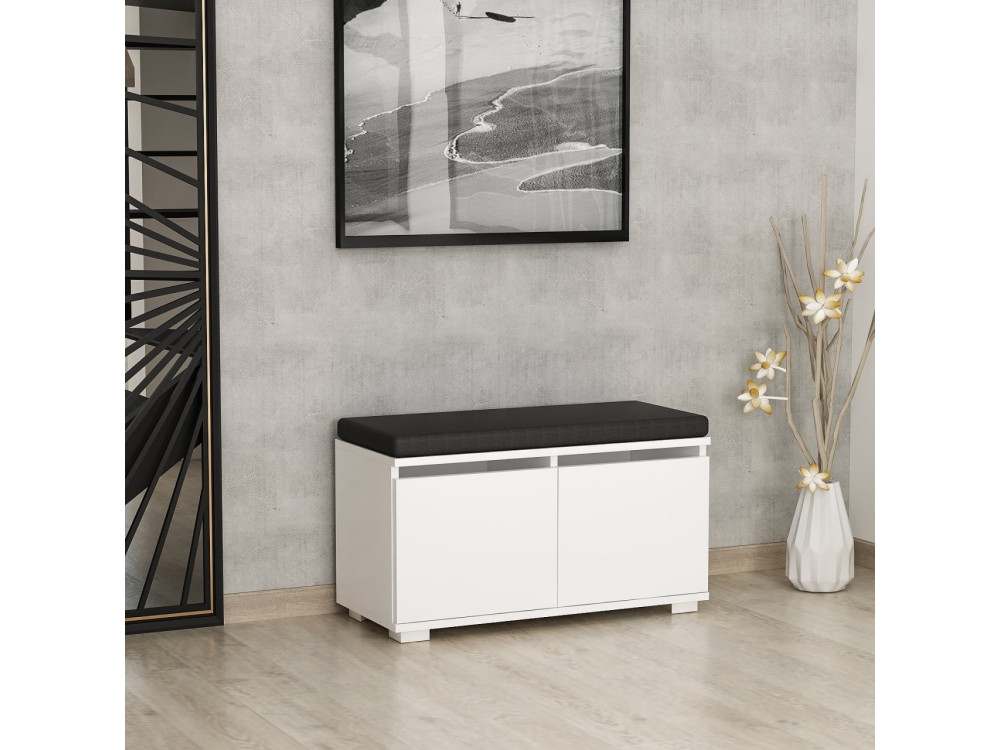 Sapateira de madeira "Drago" - 80 x 35 x 42 cm - Branco
