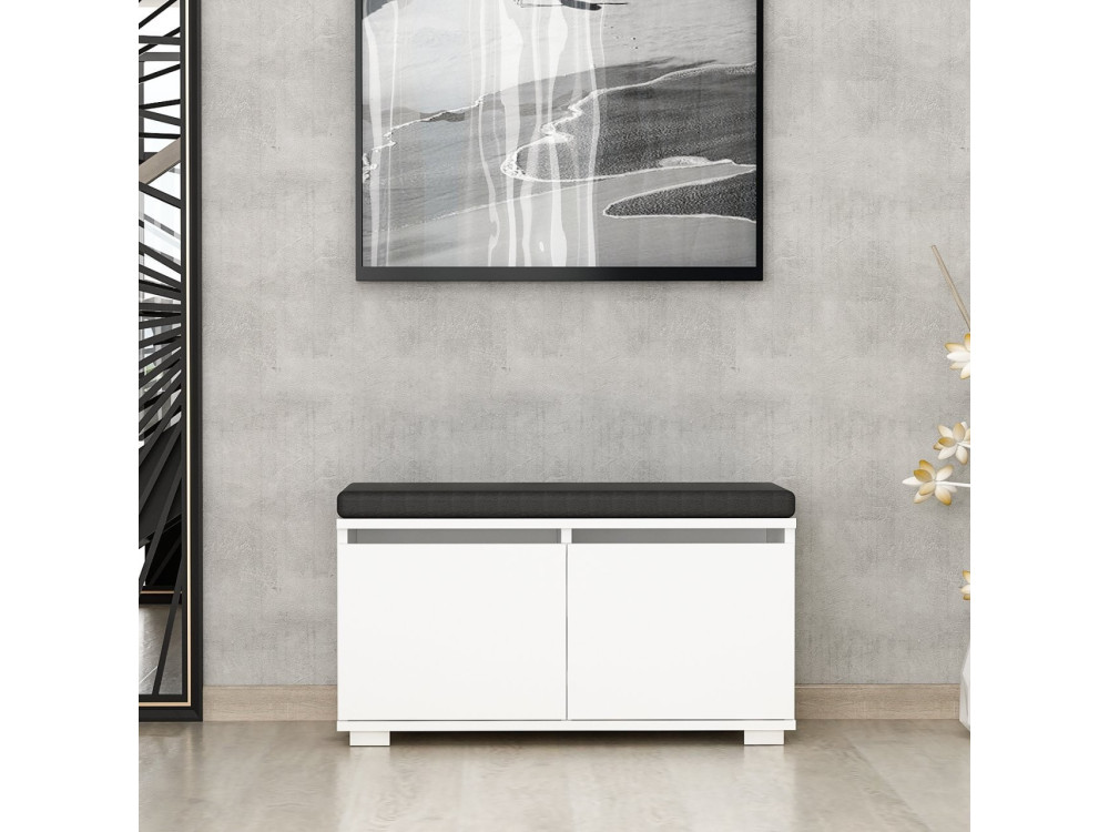 Sapateira de madeira "Drago" - 80 x 35 x 42 cm - Branco