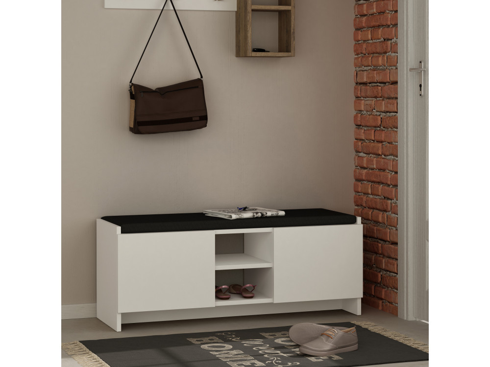 Sapateira de madeira "Zulla" - 110 x 37 x 43 cm - Branco