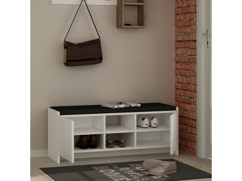 Sapateira de madeira "Zulla" - 110 x 37 x 43 cm - Branco