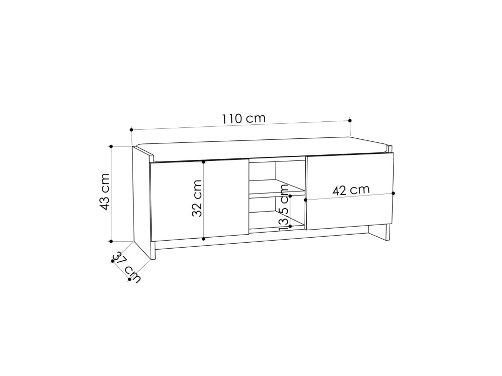 Sapateira de madeira "Zulla" - 110 x 37 x 43 cm - Branco