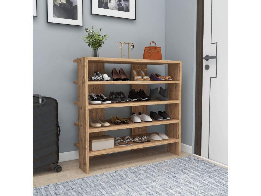 Sapateira de madeira "Sargel" - 75 x 31 x 72 cm - Castanho