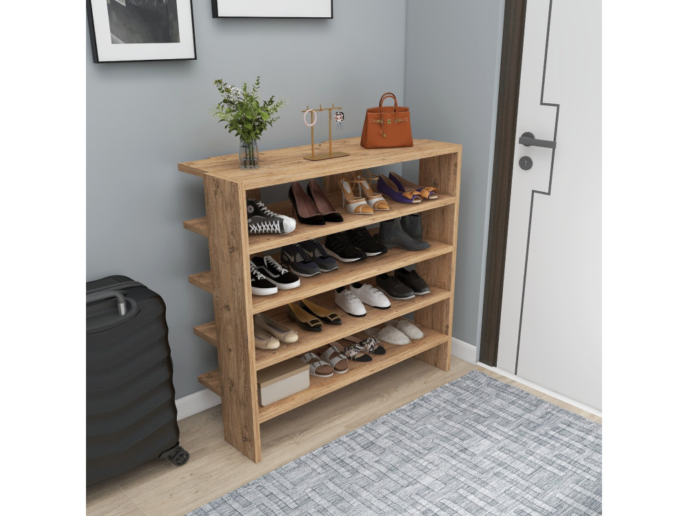 Sapateira de madeira "Sargel" - 75 x 31 x 72 cm - Castanho