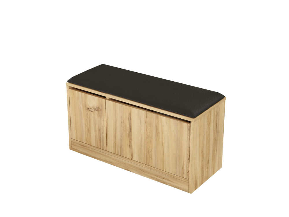 Sapateira de madeira "Mirko" - 90 x 35 x 45 cm - Bege